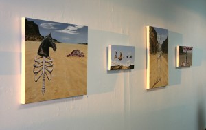 Installation view of Amy Guidry's paintings from the In Our Veins series