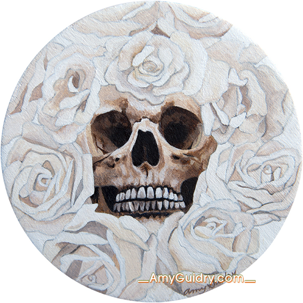 "Origin" by Amy Guidry; Acrylic on cardstock; 4" tondo; $100; (c) Amy Guidry 2016
